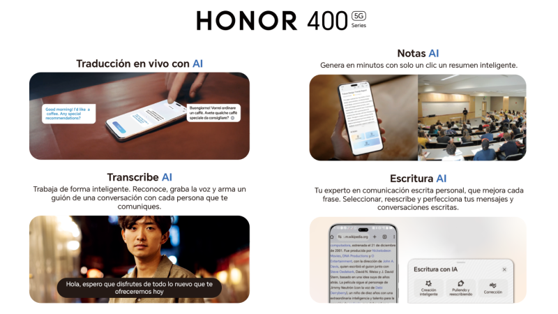 Productividad y diversión en un solo dispositivo: IA al máximo con el HONOR 400