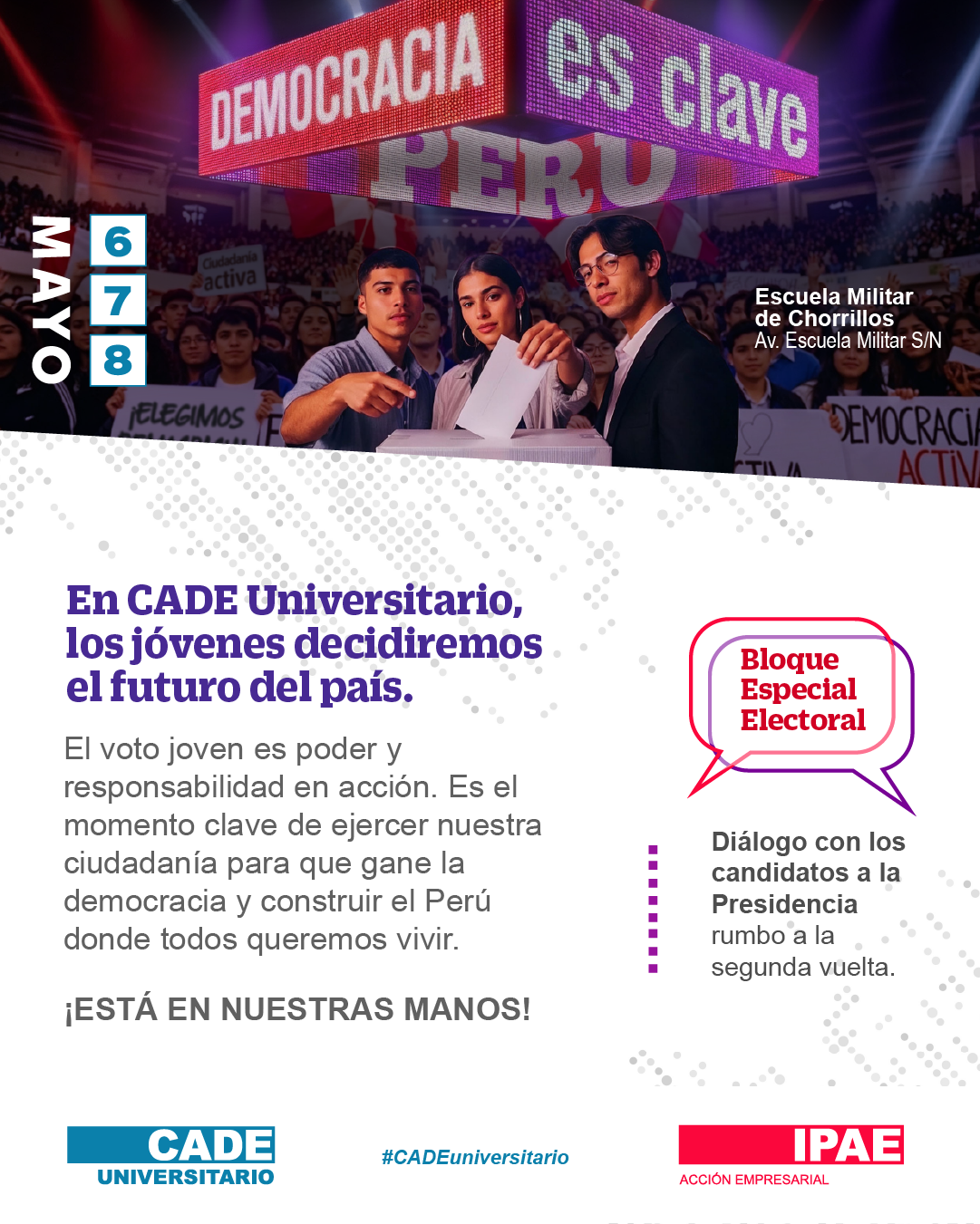 “¡La democracia es clave!”: más de 600 jóvenes debatirán el futuro del país en CADE Universitario 2026