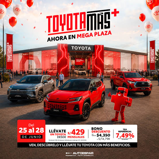 TOYOTAMÁS LLEGA A MEGAPLAZA CON BENEFICIOS PARA QUIENES BUSCAN ADQUIRIR UN VEHÍCULO NUEVO 
