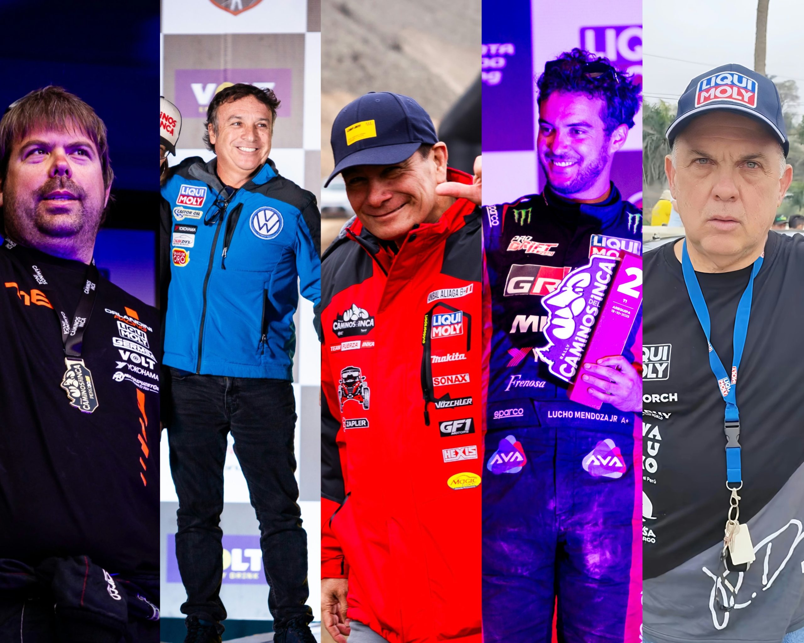 Raúl Orlandini, Lucho Mendoza Jr., Ricardo Dasso, Álvaro Silva y Aníbal Aliaga integran el flamante Dream Team Liqui Moly para Caminos del Inca 2026