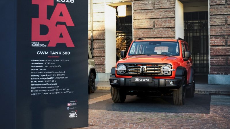 GWM GANÓ DOS PREMIOS TADA 2026 POR SU INNOVACIÓN Y DISEÑO EN EL SALÓN DEL AUTOMÓVIL DE TURÍN